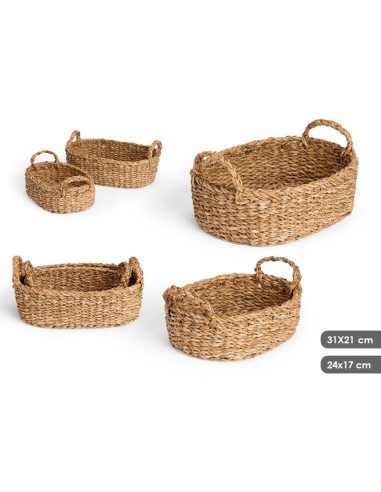 SET 2 CESTOS OVALADOS ASAS 31X21CM