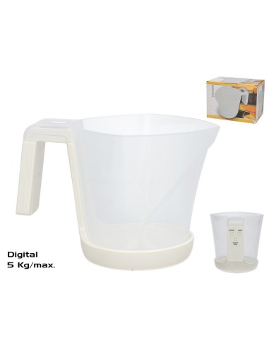 BASCULA COCINA DIGITAL 5KG 21.5X14.5X15CM BLANCO