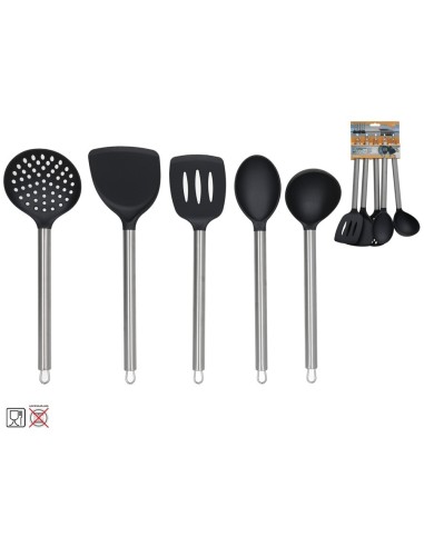 SET 5 UTENSILIOS COCINA ACERO INOX ARZA 30X8X3CM