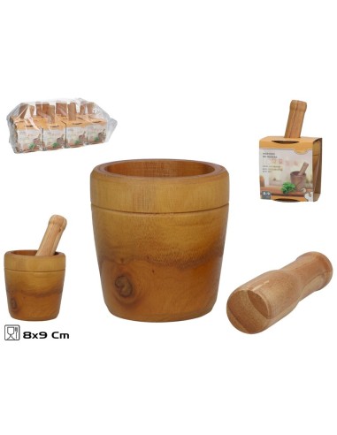 MORTERO MADERA CON MANGO LORIN 8,8X9,2CM