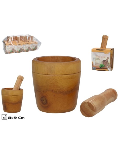 MORTERO MADERA CON MANGO LORIN 8,8X9,2CM