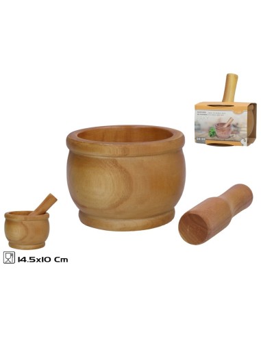 MORTERO MADERA CON MANGO PAKY 14,5X10CM