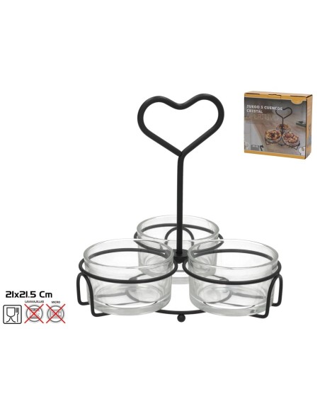 JUEGO 3 CUENCOS CRISTAL APERITIVO 21X21.5CM