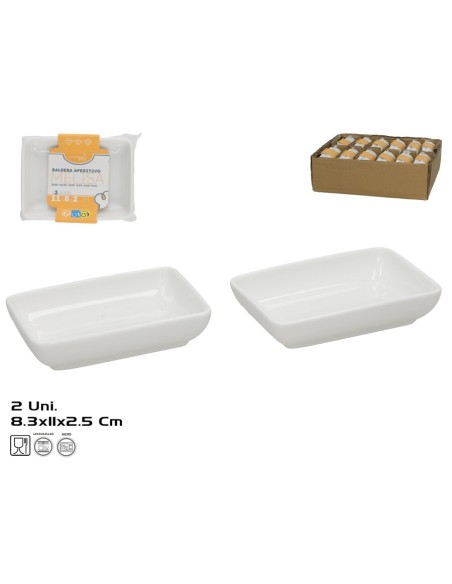 SALSERA APERITIVO  X2 MELISA 11X8,3X2,5CM BLANCO