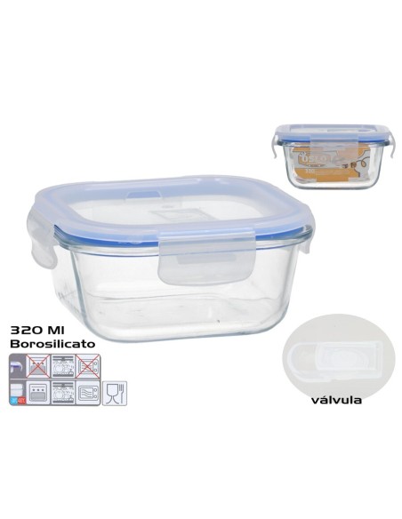 FIAMBRERA BOROSILICATO OSLO VALVULA 320ML CUADRADA