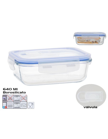 FIAMBRERA BOROSILICATO OSLO VALVULA 640ML RECTANGU