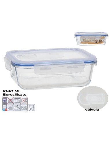 FIAMBRERA BOROSILICATO OSLO VALVULA 1040ML RECTANG