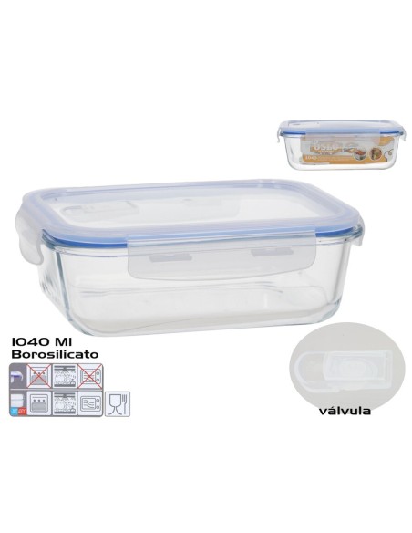 FIAMBRERA BOROSILICATO OSLO VALVULA 1040ML RECTANG