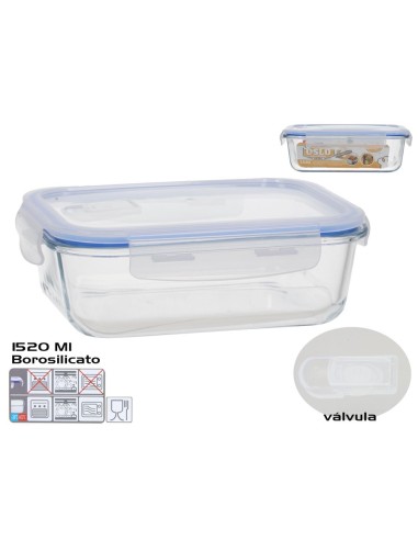 FIAMBRERA BOROSILICATO OSLO VALVULA 1520ML RECTANG