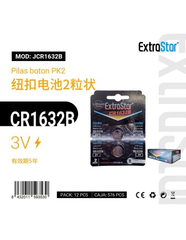 PILAS BOTON(EXTRASTAR) PK2 EX:12 CR1632 CJ576
