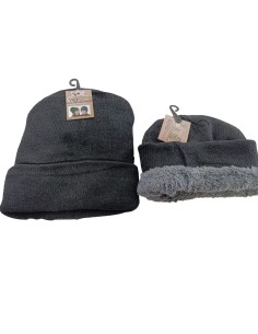 GORRO NEGRO PELO INTERIOR GRIS  1011