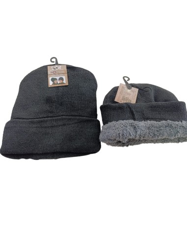 GORRO NEGRO PELO INTERIOR GRIS  1011