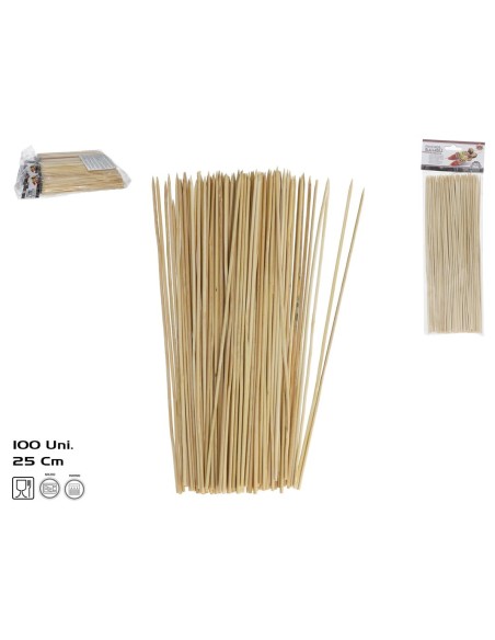 PINCHOS BAMBU BARBACOA X100 - 25CM