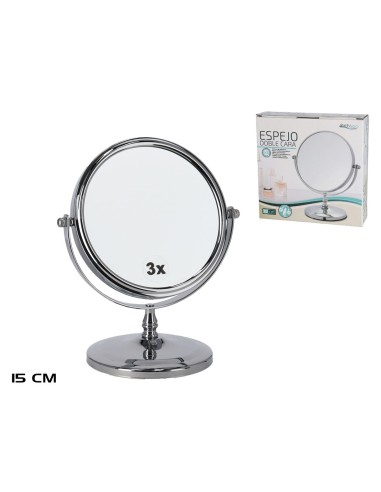 ESPEJO DOBLE CARA 15CM C/ AUMENTO 3X