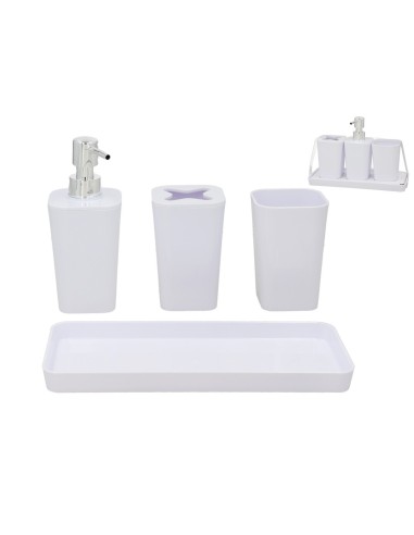 SET 4 ACCESORIOS BAÑO 7X7X11CM BLANCO