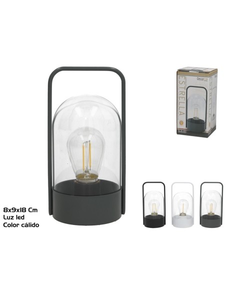 LAMPARA METAL C/ASA LED CALIDA ESTRELLA 9X8X18CM 3