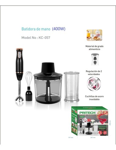 BATIDORA DE MANO 400W 4EN1
