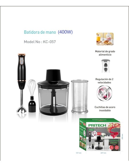 BATIDORA DE MANO 400W 4EN1