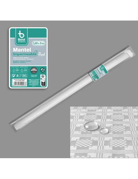 ROLLO MANTEL PLASTIFICADO BLANCO 5 X 1,20 M