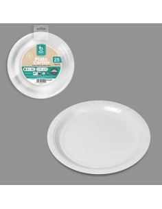 S/25 PLATO CARTÓN BLANCO BIODEGRADABLE 20 CM