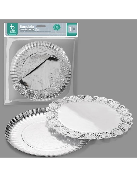 BANDEJA 23CM REDONDA + BLONDA PLATA