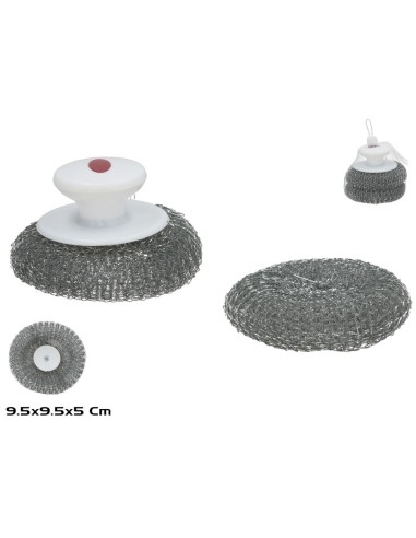 SET 2 ESTROPAJOS METAL C/MANGO 9.5X5CM