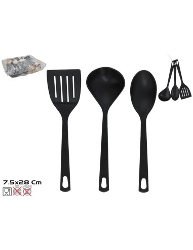 SET 3 UTENSILIOS COCINA 7.5X28CM NEGRO