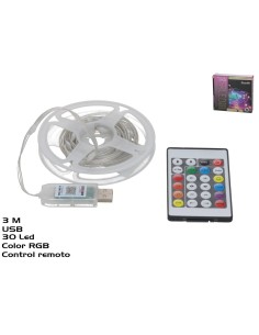 TIRA 30 LED RGB C/CONTROL REMOTO 3M