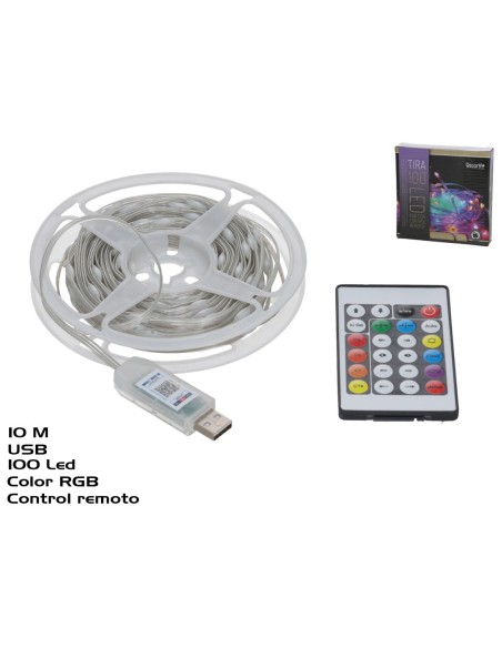 TIRA 100 LED RGB C/CONTROL REMOTO 10M