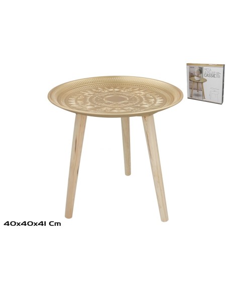 MESA AUXILIAR MADERA+MDF CASSIE 40X41CM DORADO