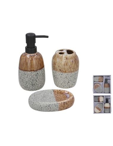 SET BAÑO CERAMICA 3PCS MERIDA 2 SURT.