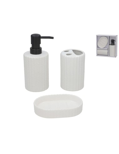 SET BAÑO CERAMICA 3 PCS ROMA BLANCO