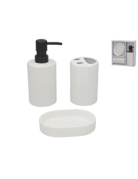 SET BAÑO CERAMICA 3 PCS ROMA BLANCO