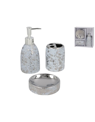 SET BAÑO CERAMICA 3 PCS EGIPTO PLATEADO