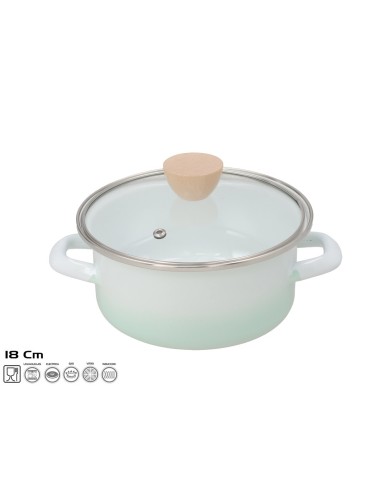 CACEROLA OCEANO 18CM ACERO ESMALT.