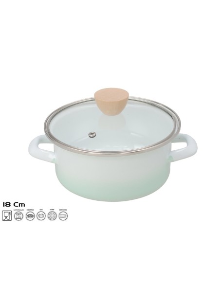 CACEROLA OCEANO 18CM ACERO ESMALT.