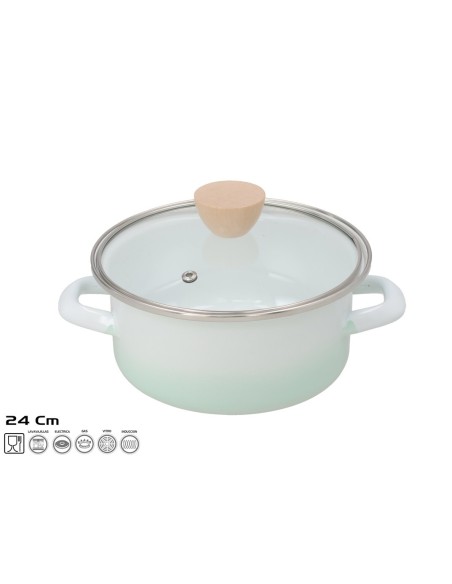 CACEROLA OCEANO 24CM ACERO ESMALT.