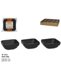 SALSERA APERITIVO X3 MELISA 100ML 8X8X3,2CM NEGRO