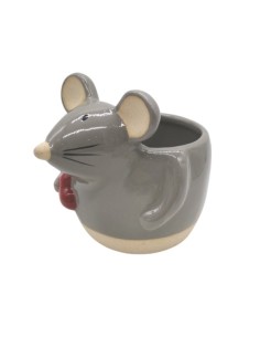 MACETERO CERAMICA GRIS RATON CORAZÓN 14.5X11.5 H13