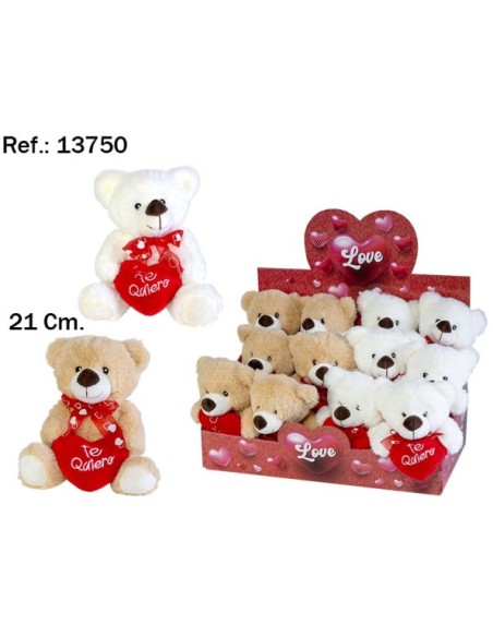 OSITO CORAZON TE QUIERO 21CM. 2 COL