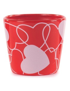 MACETERO ROJO CON CORAZONES CERÁMIC D.17H14,5