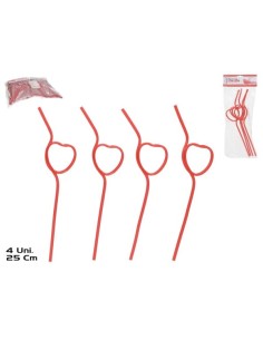 SET 4 PAJITAS CORAZON 25X5,5 CM