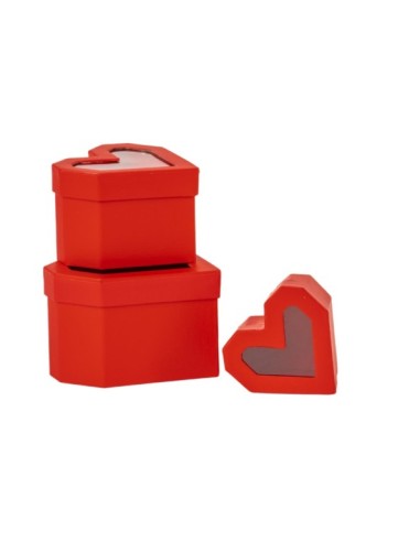 S/3 CAJAS CORAZÓN ROJAS S 8X8 H6 - B 12X12 H8