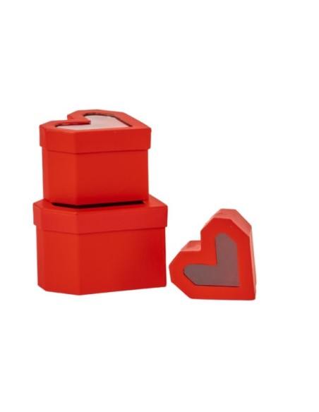 S/3 CAJAS CORAZÓN ROJAS S 8X8 H6 - B 12X12 H8