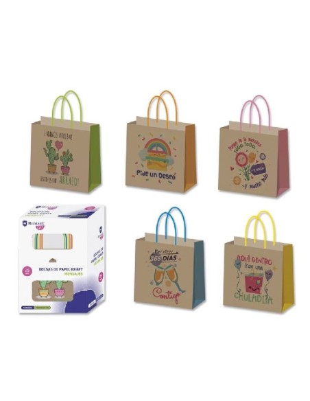 BOLSA KRAFT MENSAJES 26x8x24 cm