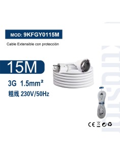 CABLE EXTENSIBLE BLANCO C/POROTC 3G1.5MM 15MTS