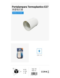PORTALAMPARAS TERMOPLASTICO E27 4A BLANO