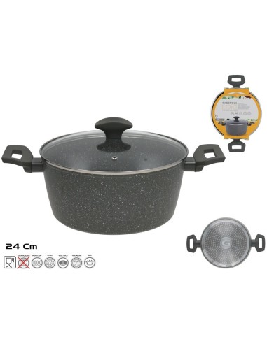 CACEROLA ALUMINIO C/TAPA CRISTAL LOKI 24CM