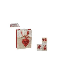 BOLSA REGALO CUORE 42X30X12 3D/BRILLO X1