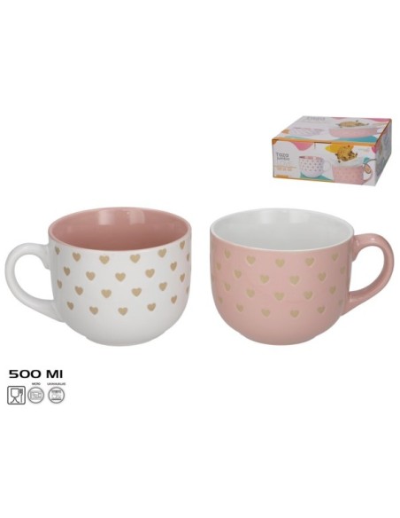 TAZA JUMBO GRES 500ML LOVE 2 SURT